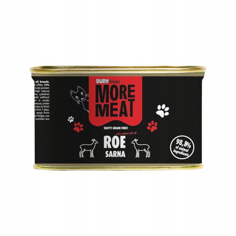 6x Buba More Meat Kočka Plechovka Srnka 185g mokré krmivo pro kočky