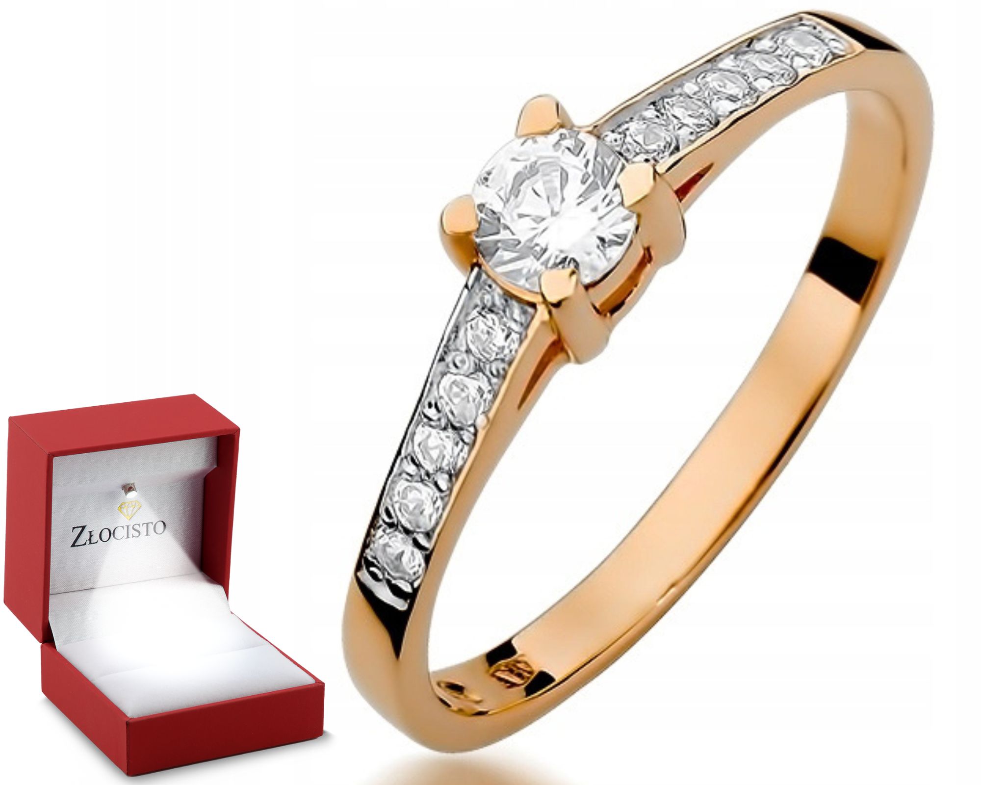 Prstýnek z růžového zlata Diamanty 0,44 ct Gravírování