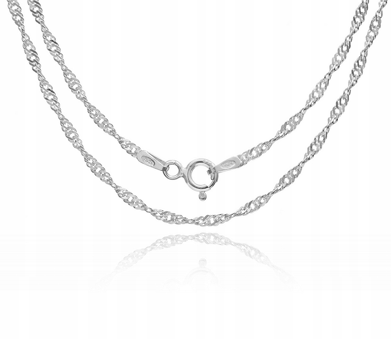 SINGAPUR ŁAŃCUSZEK 42 CM SREBRNY DAMSKI 2,2 MM 925