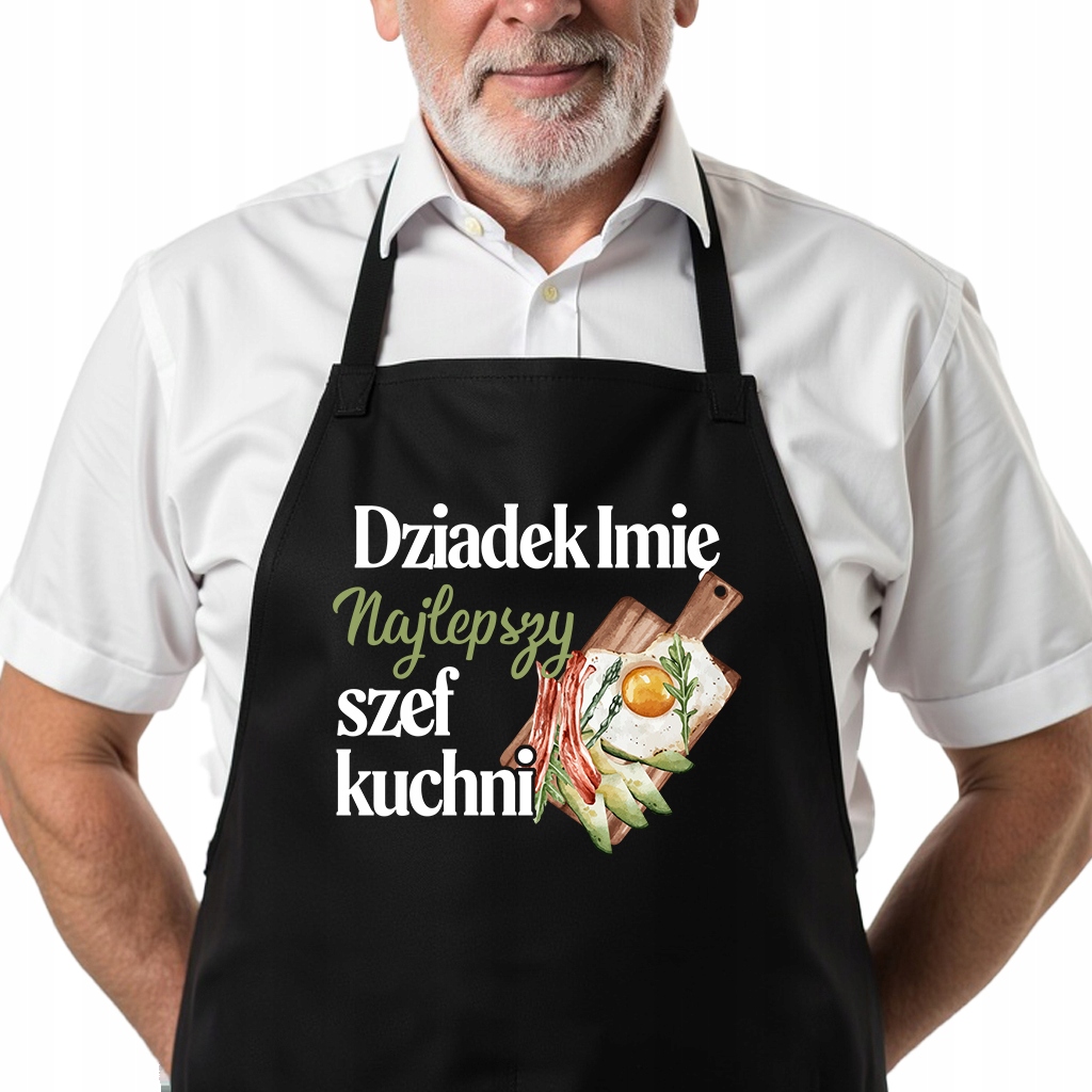 Kuchyňská zástěra Černá Dárek pro dědečka Dědeček Nejlepší šéfkuchař