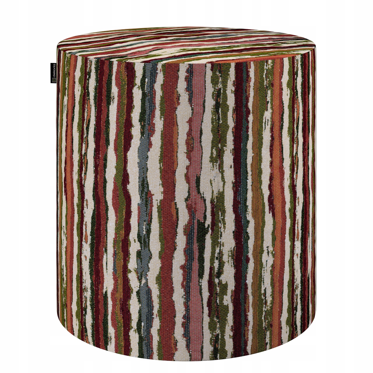 Taburetka Barrel ø40, výška 40 cm, červeno-zelené pruhy na krémovom pozadí