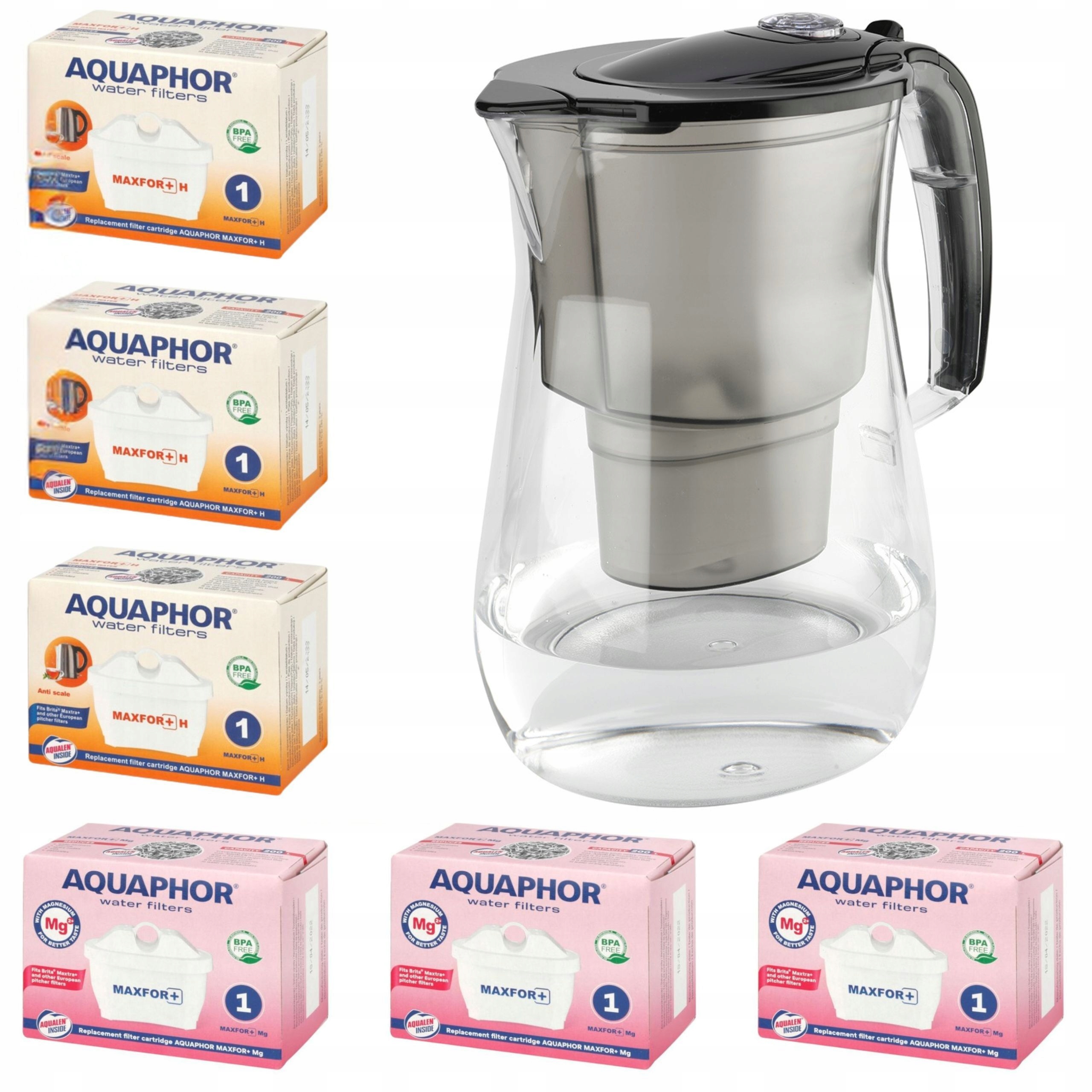 Filtrační konvice Aquaphor Onyx 4,2 l 6 náplní (3 mg 3H), černá Set