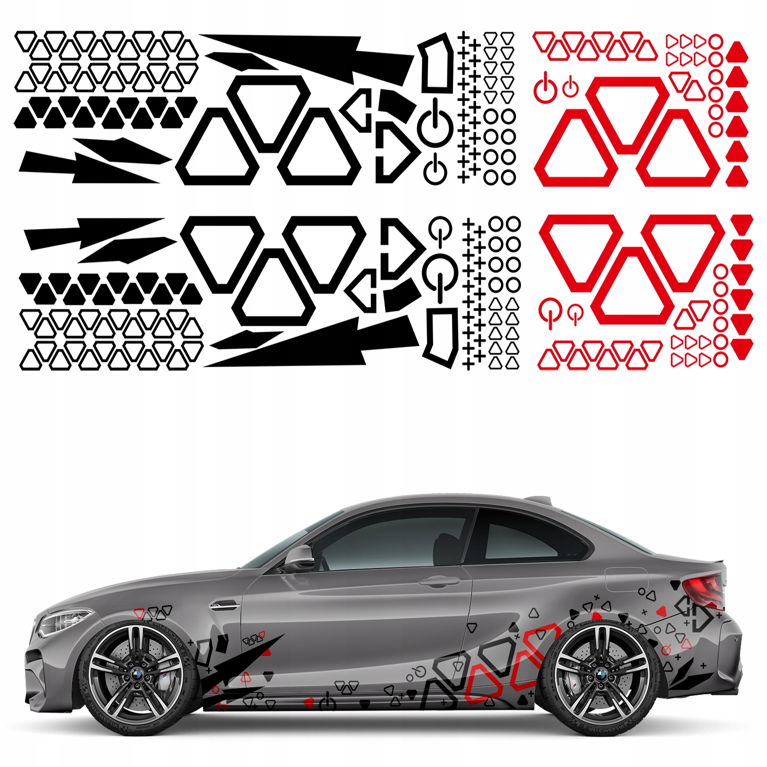 2x Samolepka Grafika na auto Motiv Abstrakce Tvary Šipky 44x215