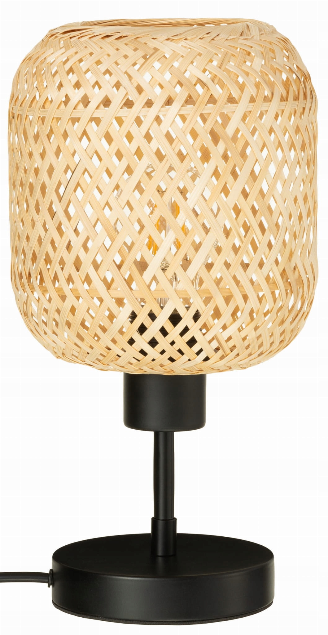 Lampka nocna bambusowa podstawa czarna abażur