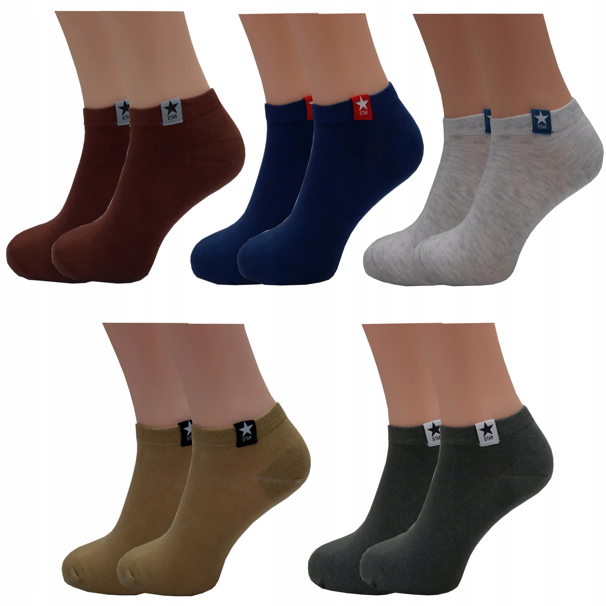 

5x Stopki Męskie Krótkie Skarpety Kolorowe Bawełna