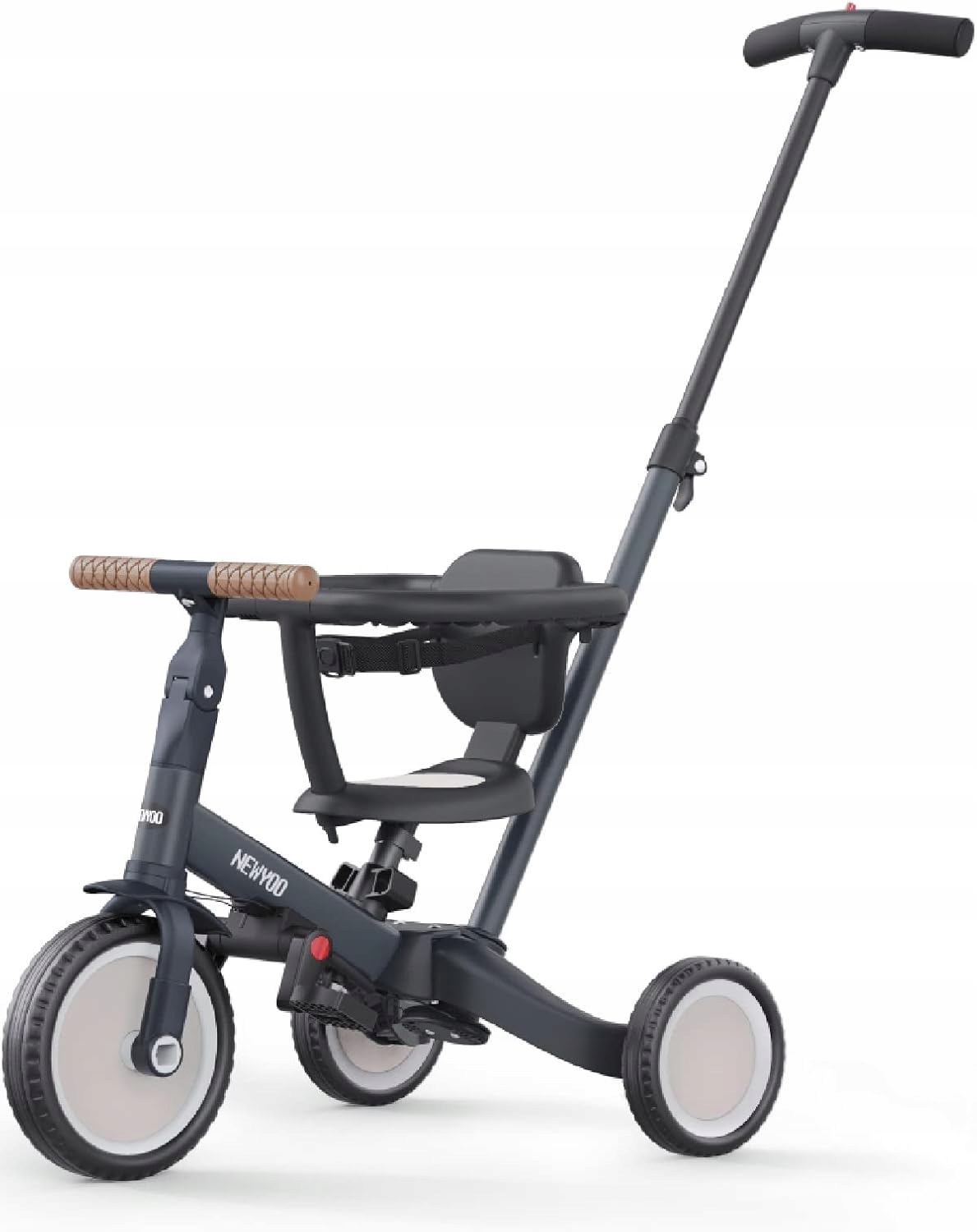 Rowerek trójkołowy 5w1 z drążkiem 1-3 lata ciemnoszary Newyoo