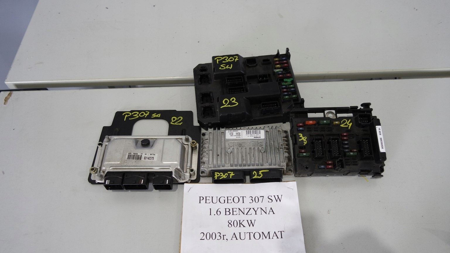 ZESTAW STARTOWY PEUGEOT 307 1.6 9650346080