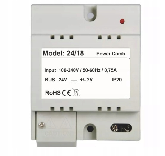 Napájecí zdroj 24VDC videotelefonu Ip P24/18 Vidos 100V-240V 50 Hz-60 Hz