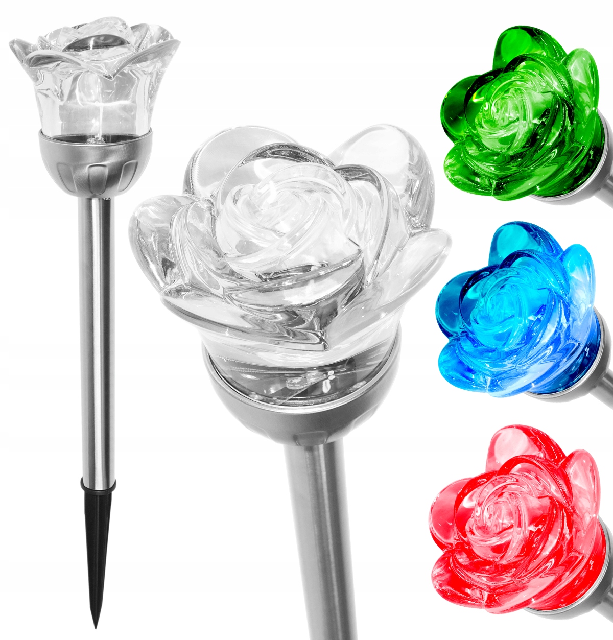 

Ogrodowa Lampa Solarna Róża 2 Led Rgb biała