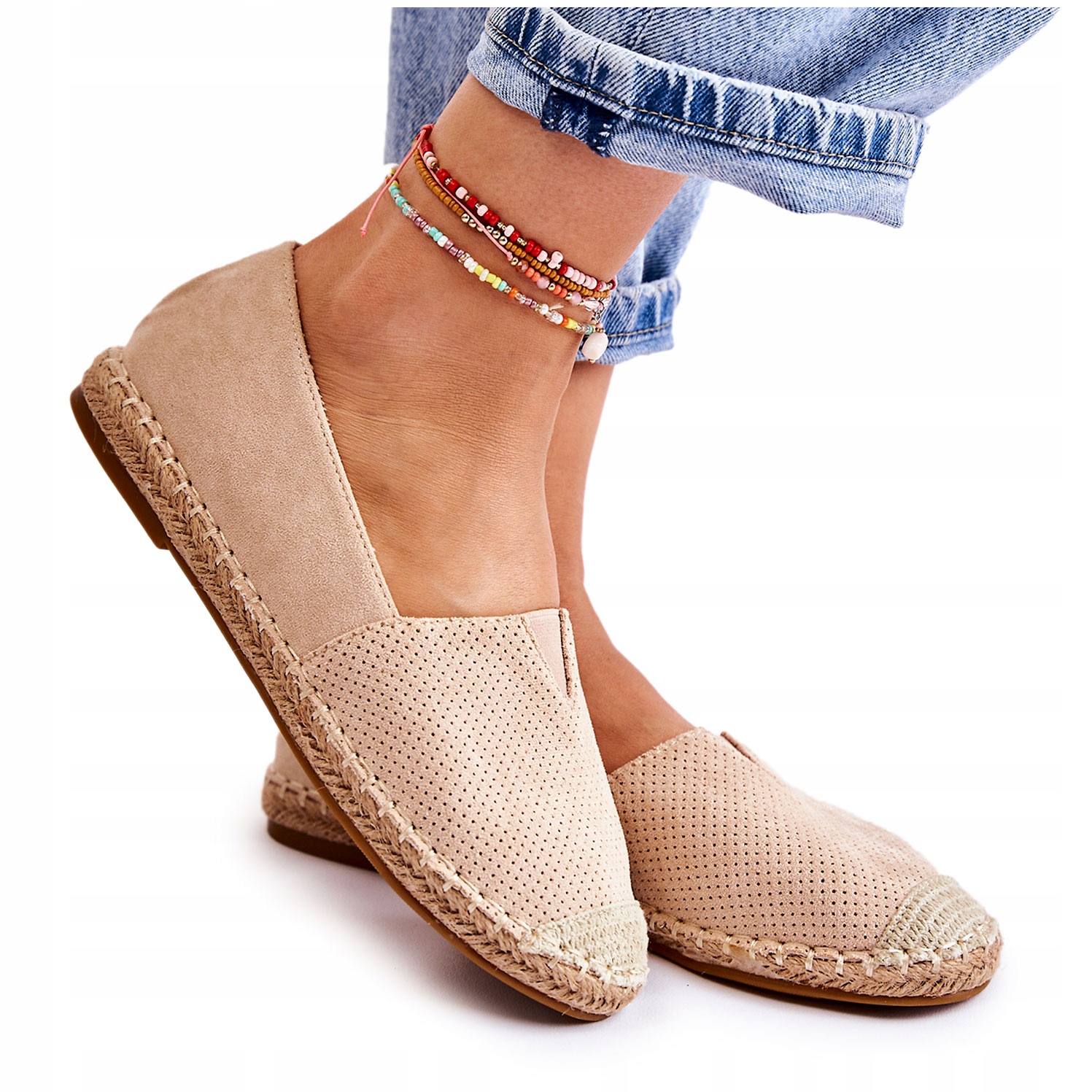 

Wsuwane Damskie Zamszowe Espadryle Beżowe 37