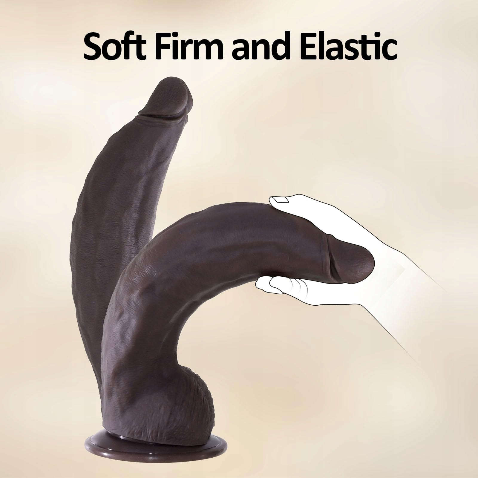 REALISTISCHER DILDO 35 cm Czarny Silikonowy Dildo Do G Punktu i Analu — miniatura 4