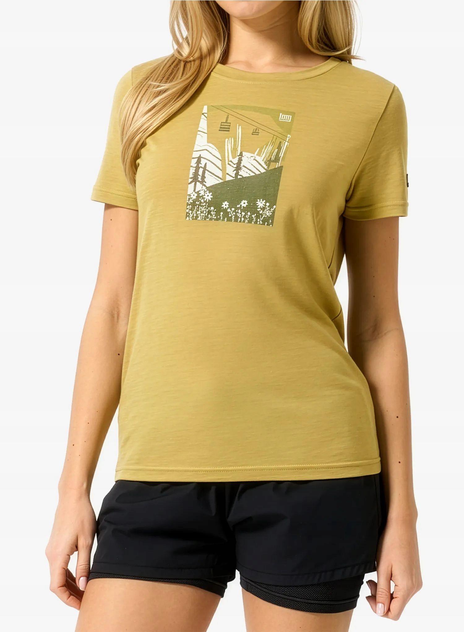 Dámské merino tričko Super.natural Summer Gondola Tee sahara/various L