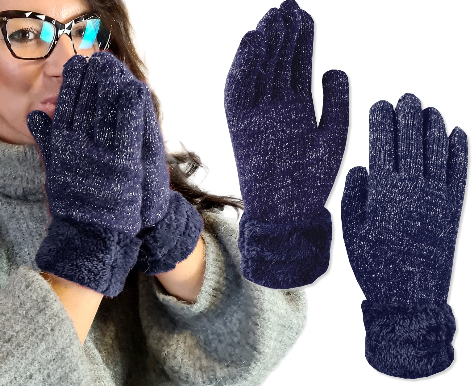 

Rękawiczki damskie Ciepłe Wełna i Angora