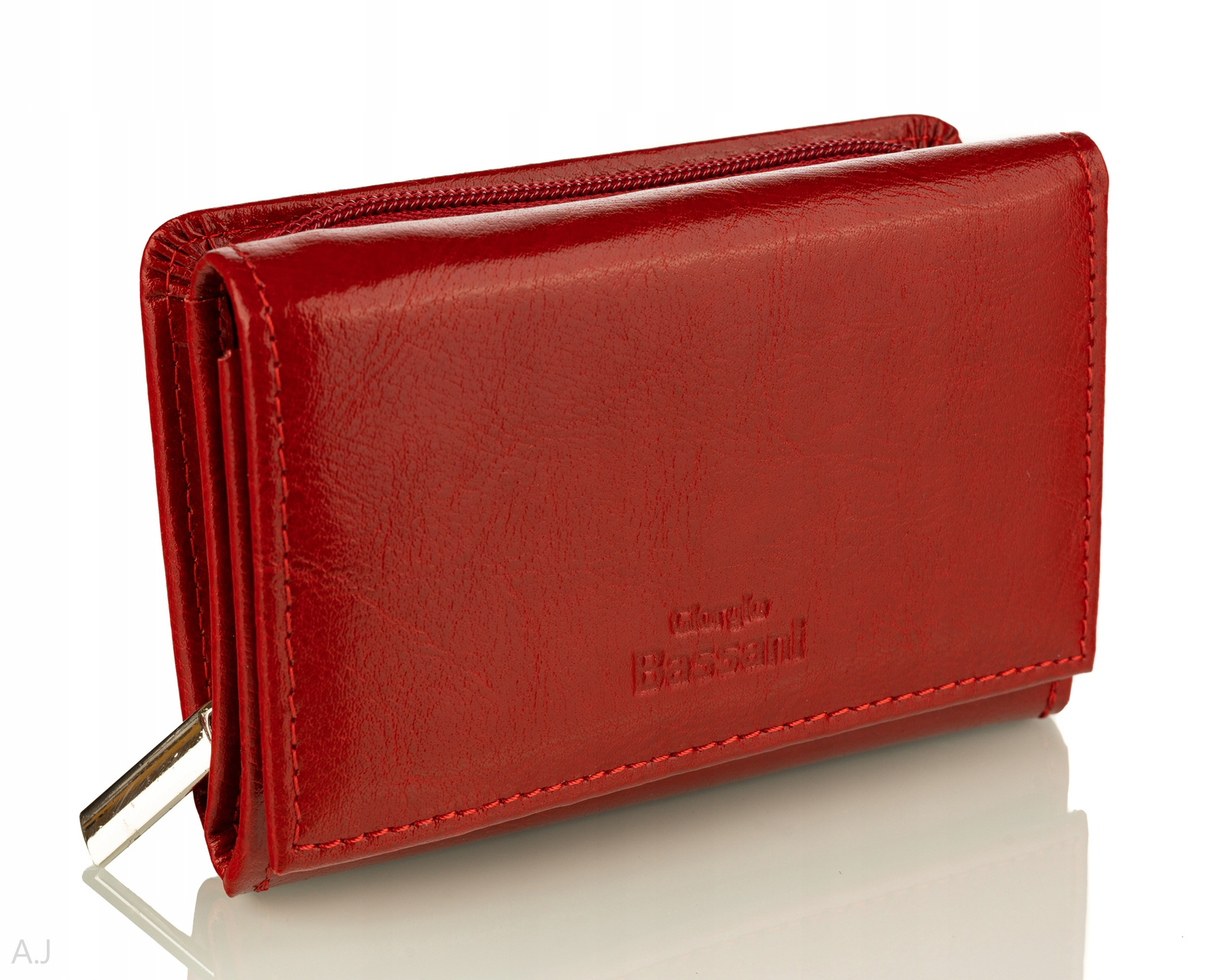 Dámská kožená peněženka z přírodní kůže, středně červená, prostorná, polská