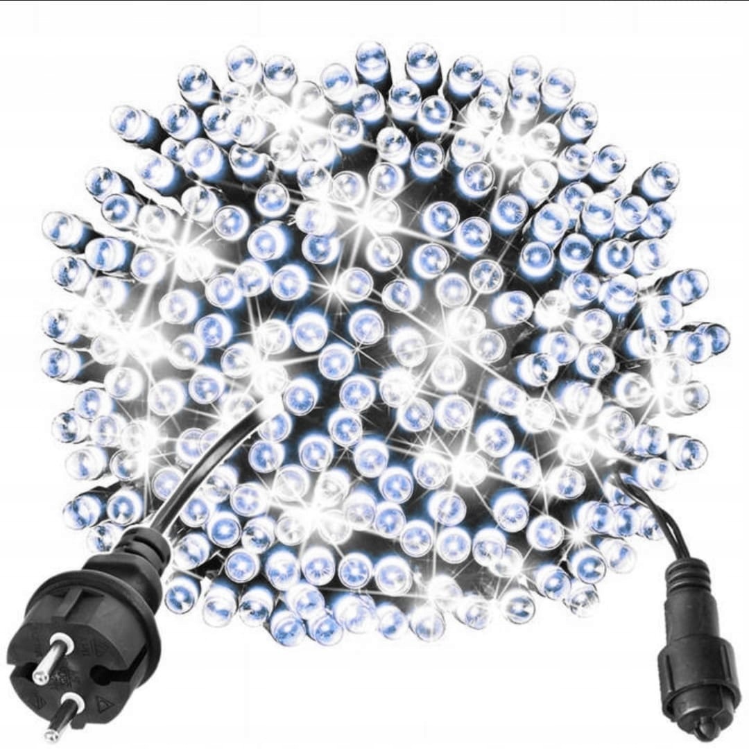 Vánoční osvětlení na stromeček 500 Led venkovní bílé studené Flash, silný kabel
