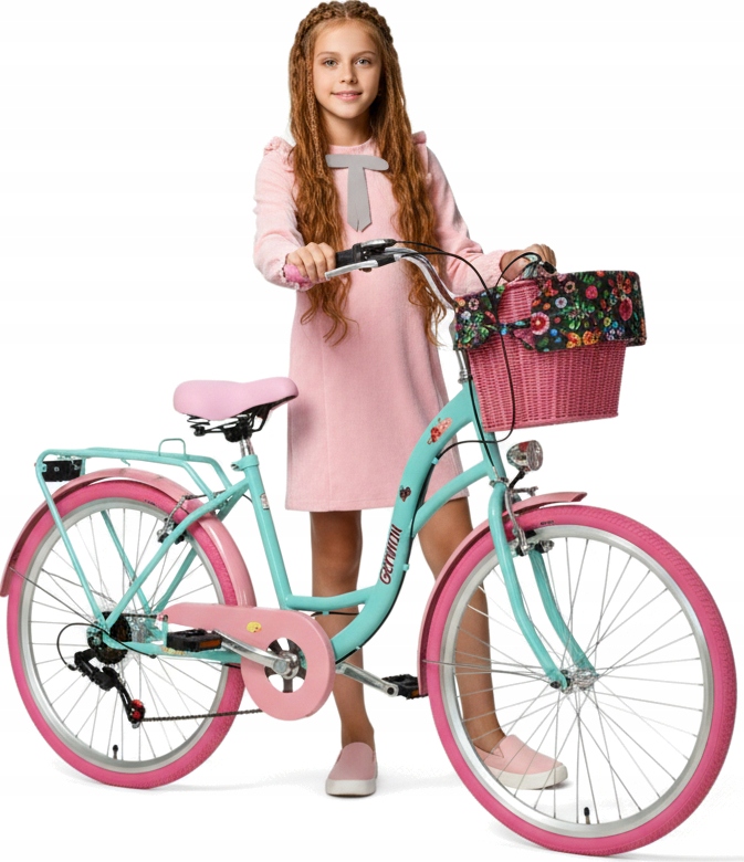 Piękny Rower Damski Dla Dziewczynki 26 Na Komunię Lazurowy 146-164 CM +kosz