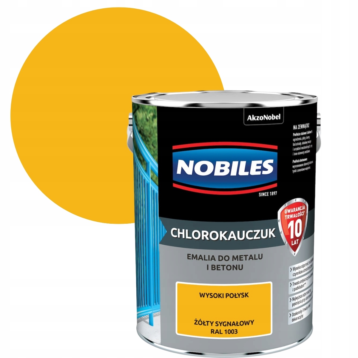 Nobiles Chlorokaučuk Žltý Signálny Ral 1003 5L Smalt Na Betón A Kov
