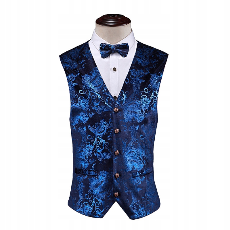 Mens Gold Paisley Bronzing Vest Single Breasted V-