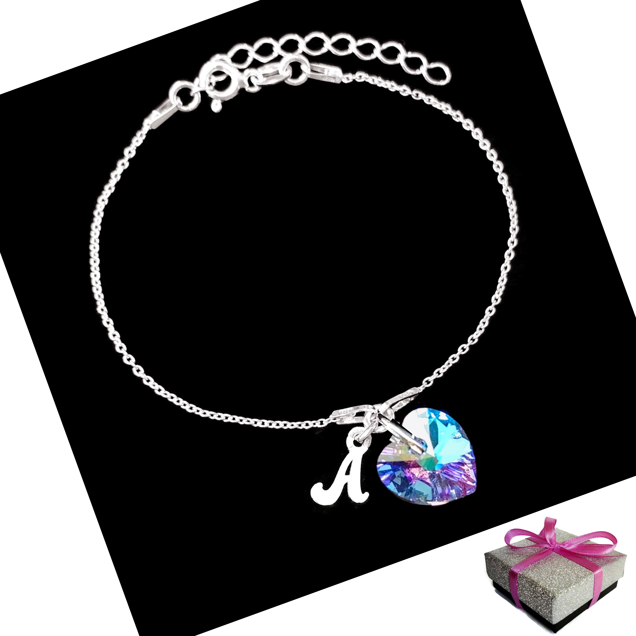 

Bransoletka Litera A Literka Serce Swarovski 925