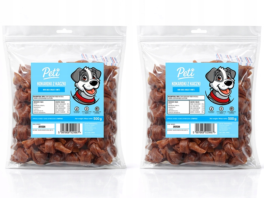 Peti Psí pamlsek Peti Kokardki z kachny 2x500 g