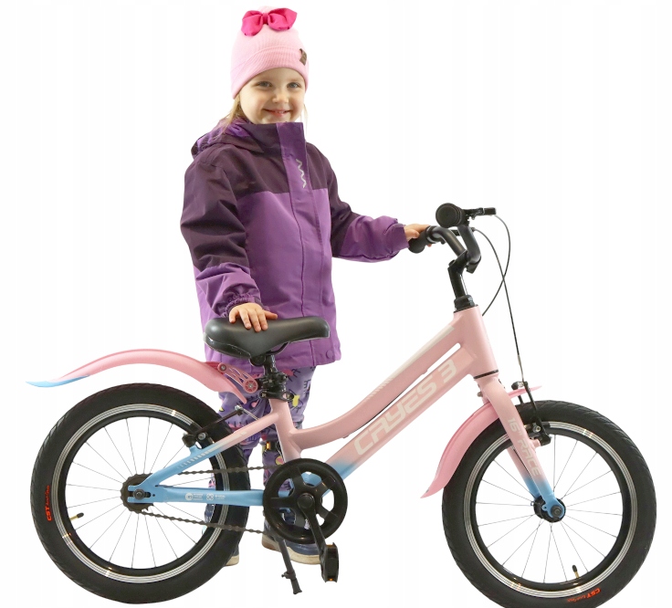 Lekki Aluminiowy Różowy Rowerek 16 Cali Dla Dziewczynki Cayes 3 Błotniki