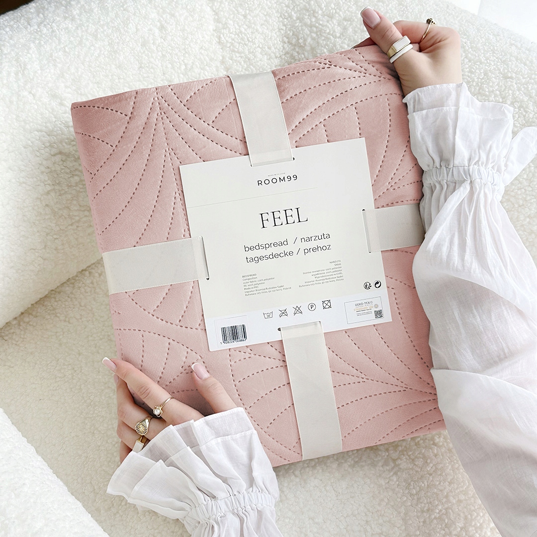 Narzuta kapa na łóżko kanapę welur velvet pikowana 200x220 Feel pudrowy róż Rodzaj narzuta