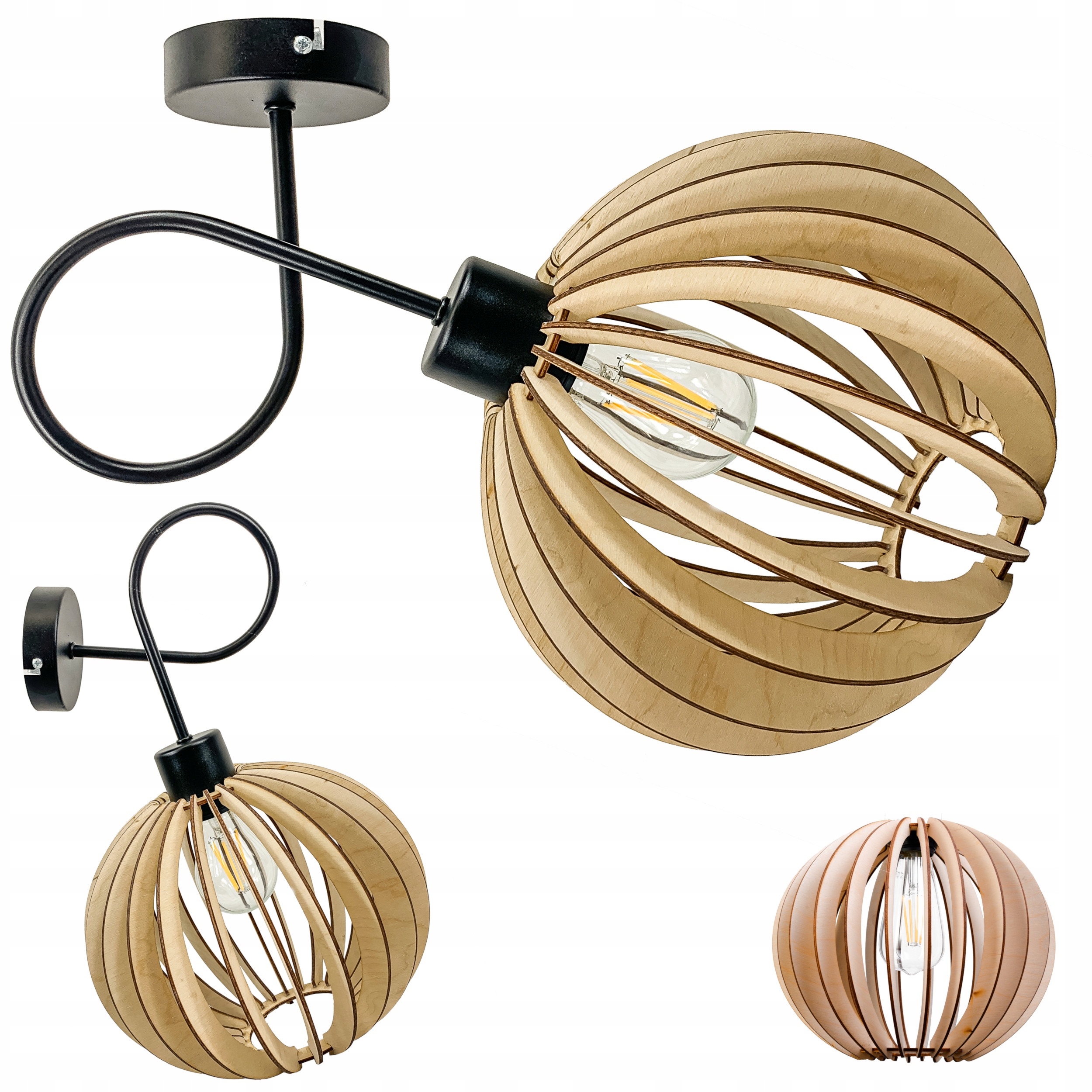 

Lampa Wisząca Sufitowa Zawijana Loft Gęsta Kula