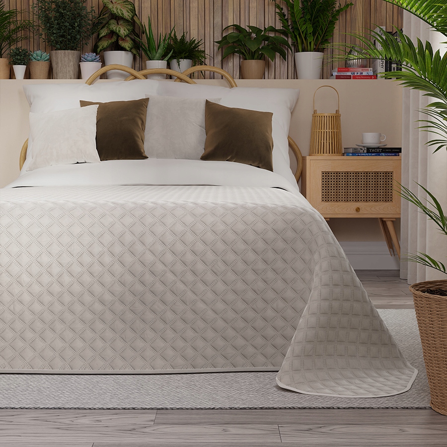 Velvi Přehoz na postel, 170 x 210 cm, barva teplá světle šedá