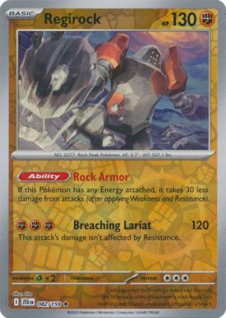 Oryginalna Karta Pokémon Regirock 082/159 (JTG 082) Reverse Holo Angielska