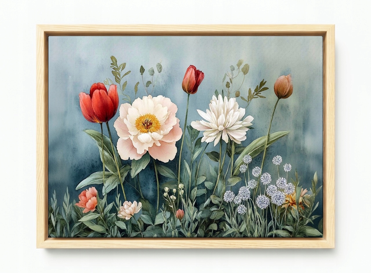 Obraz Rám Americký Box Příroda Jaro Zahrada Louka Květiny Růže Tulipán 60x40