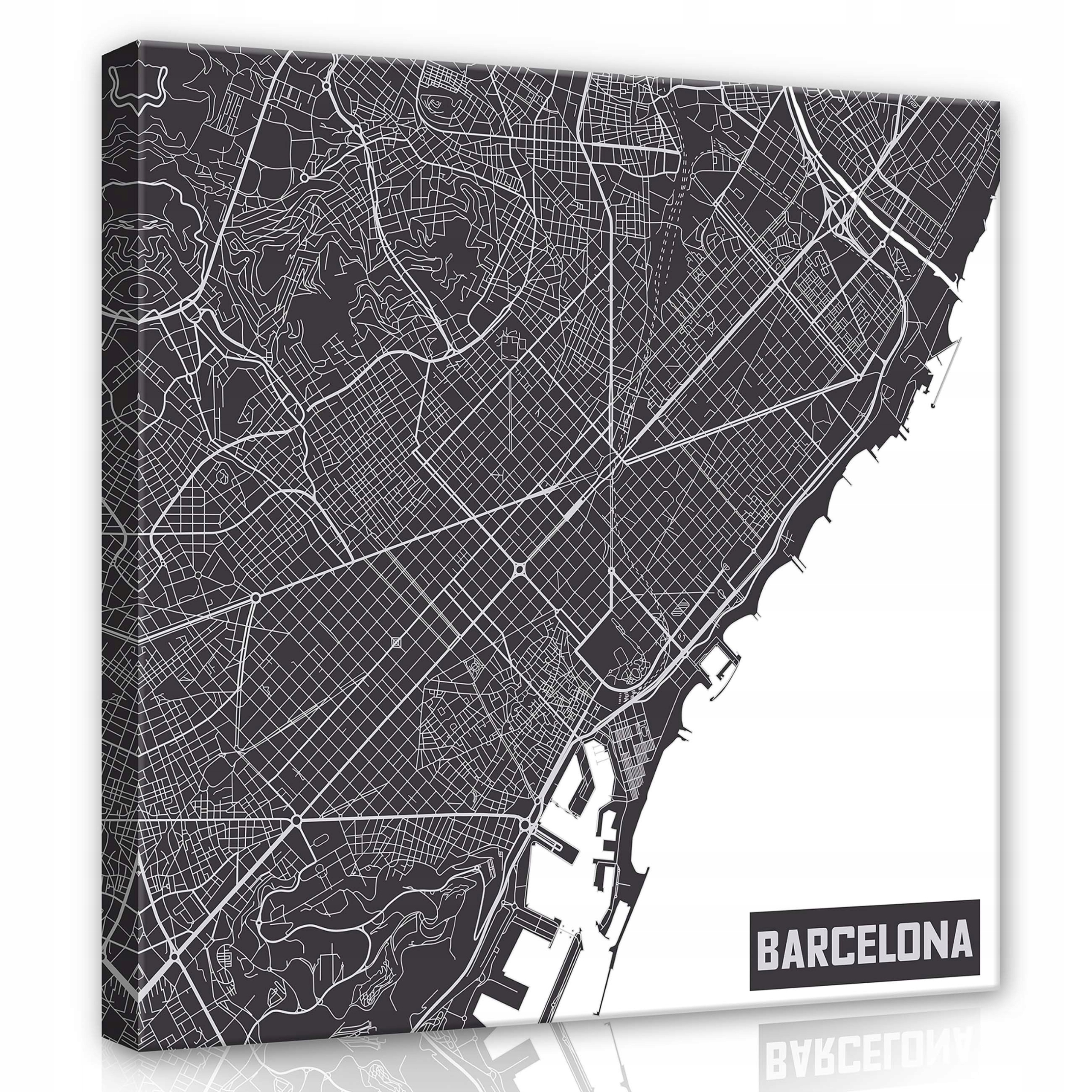 Obraz 80x80 Barcelona mapa města urbanismus minimalismus černobílý