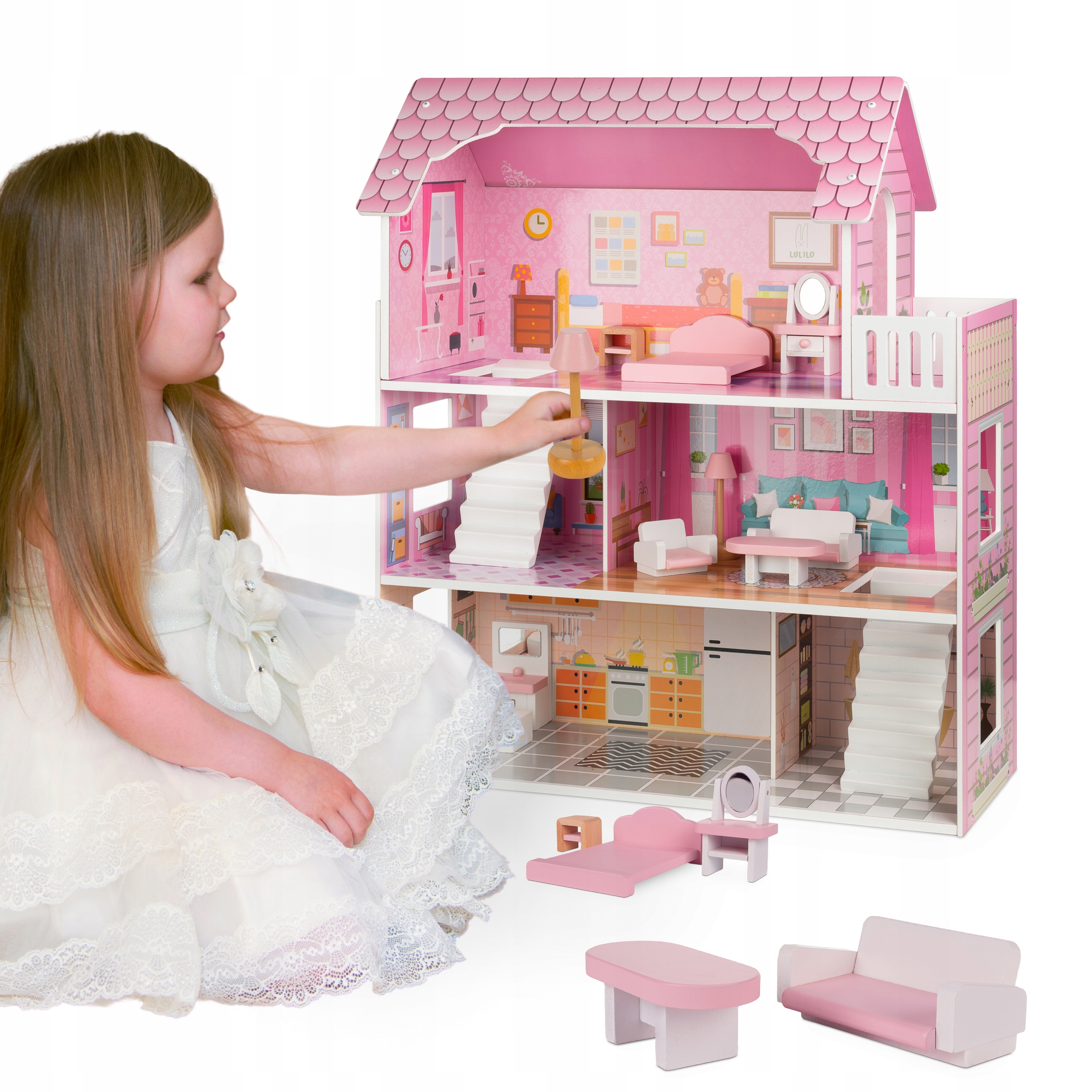 

Duży domek dla lalek drewniany XL Trikito Lulilo