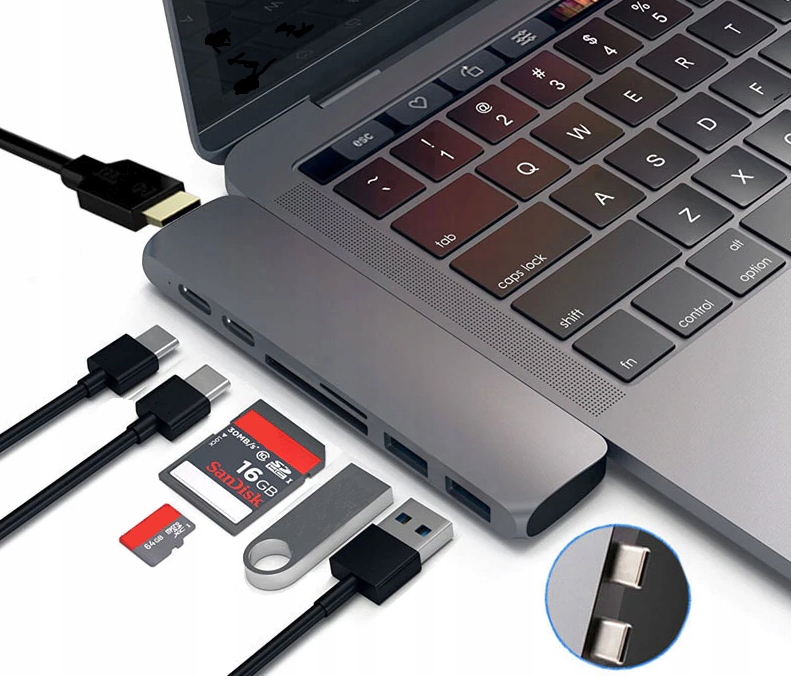 ADAPTER HUB USB-C USB HDMI 4K SD MACBOOK PRO / AIR EAN 0645760622569