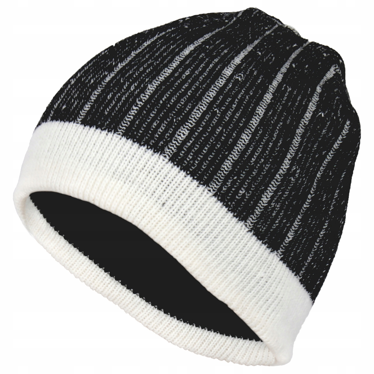 

W39D Męska Ciepła Zimowa Czapka Dzianinowa Cz.biał