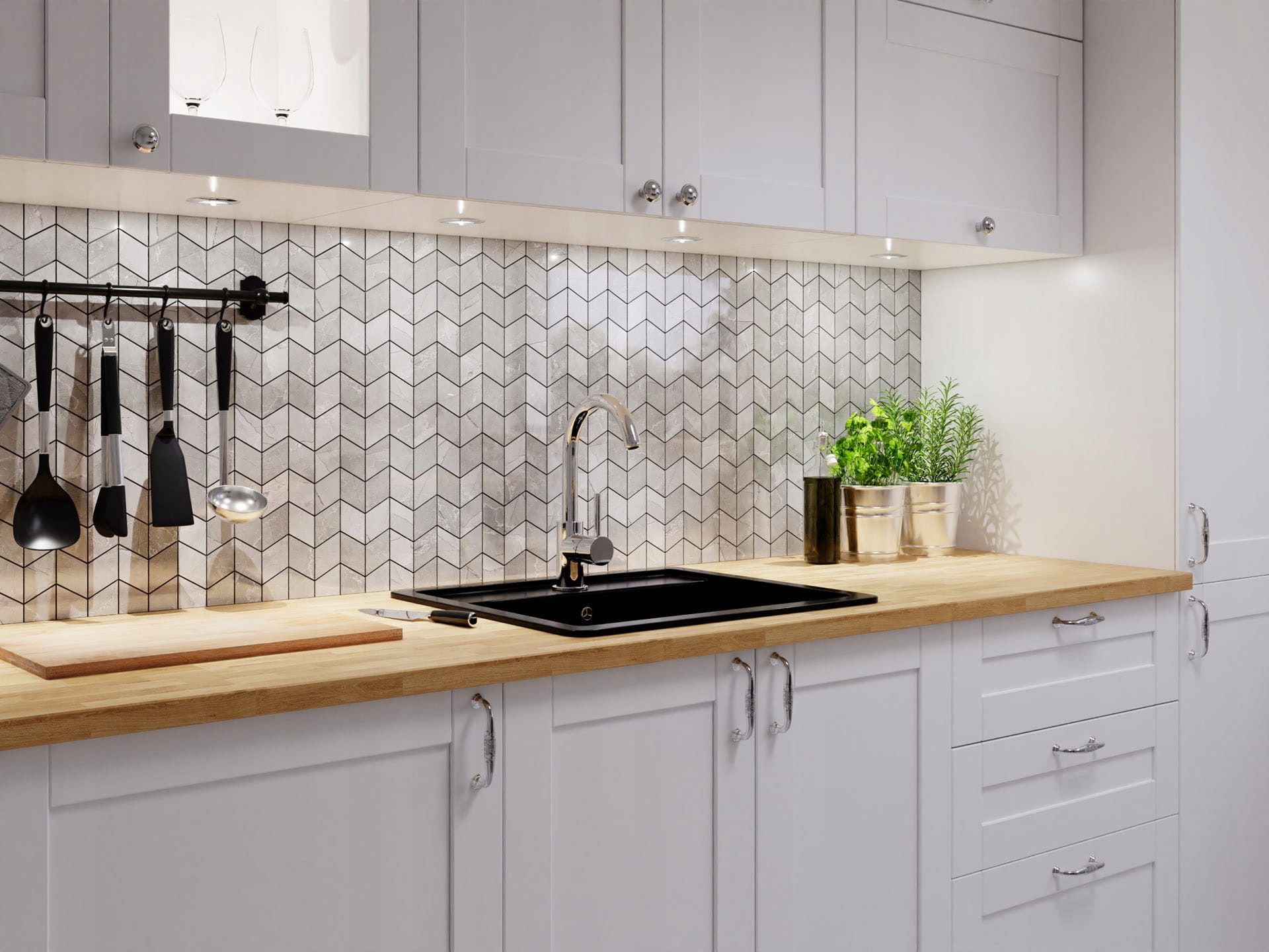 MOZAIKA GRESOWA CHEVRON ROMB LEZA GREY Szerokość produktu 26.5 cm