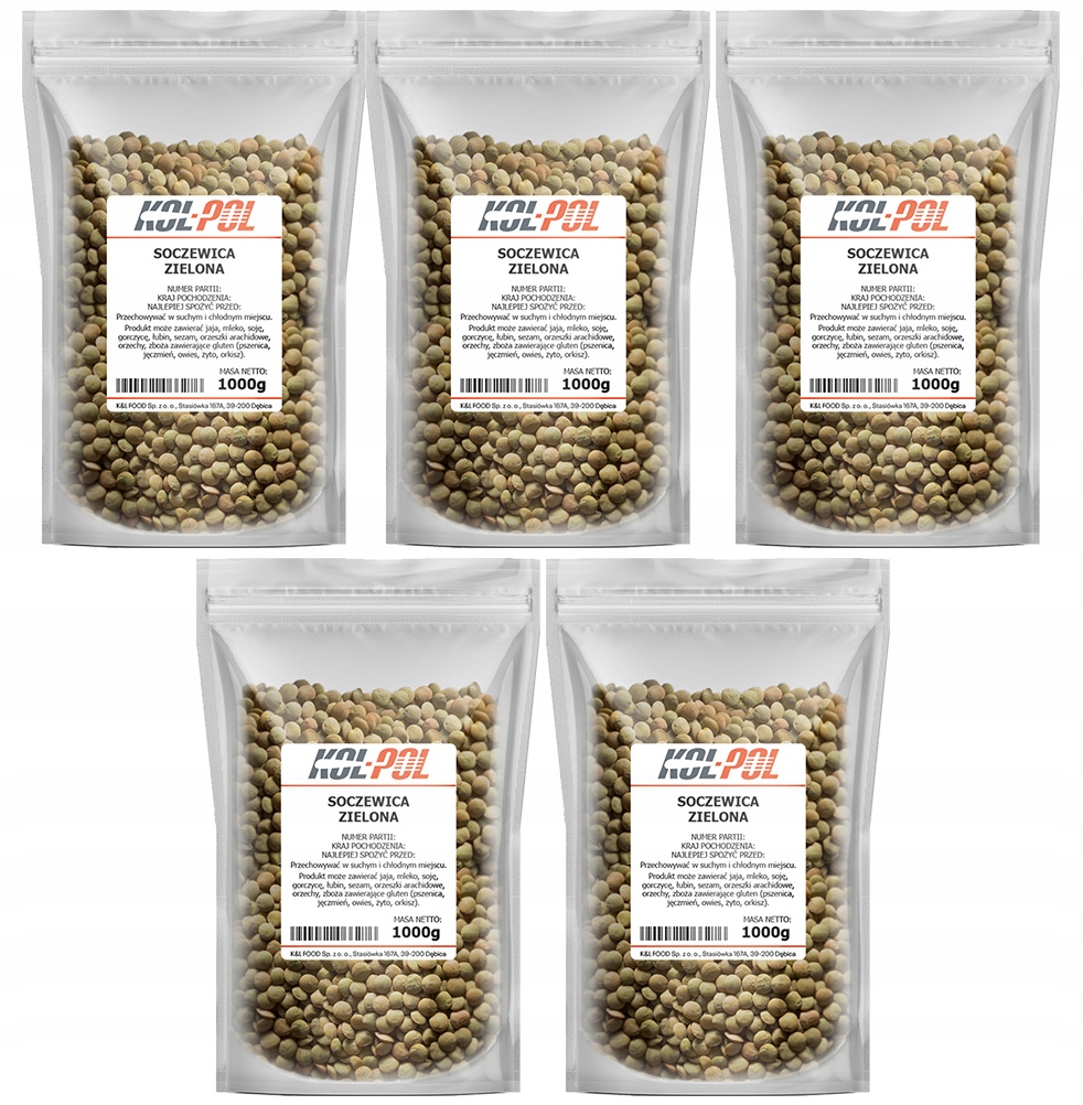 Zelená Čočka 5 kg Přírodní, bohatá na bílkoviny, vysoká kvalita Kol-Pol