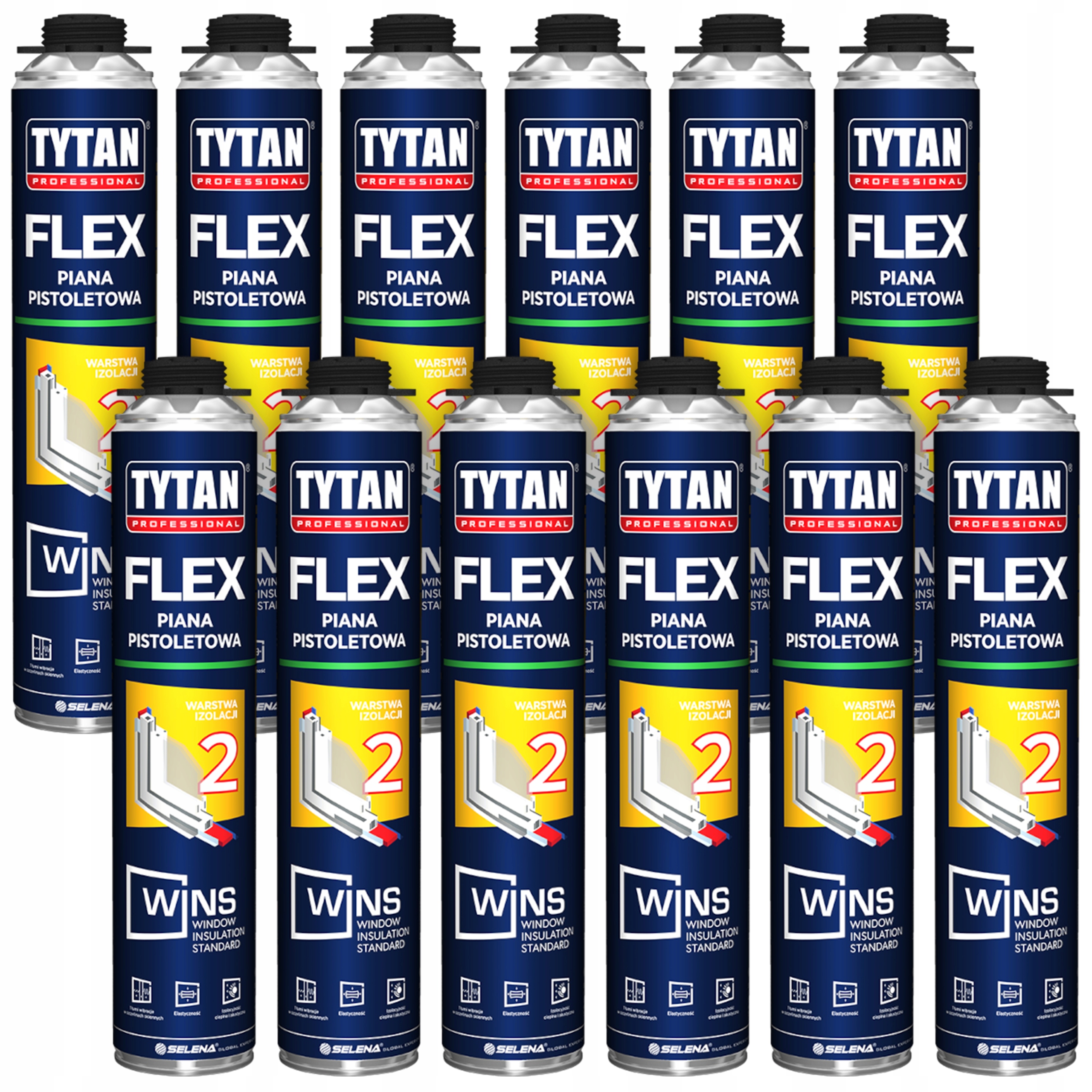 12ks Pena Pistole Tytan Wins Flex 750ml teplá montáž okien