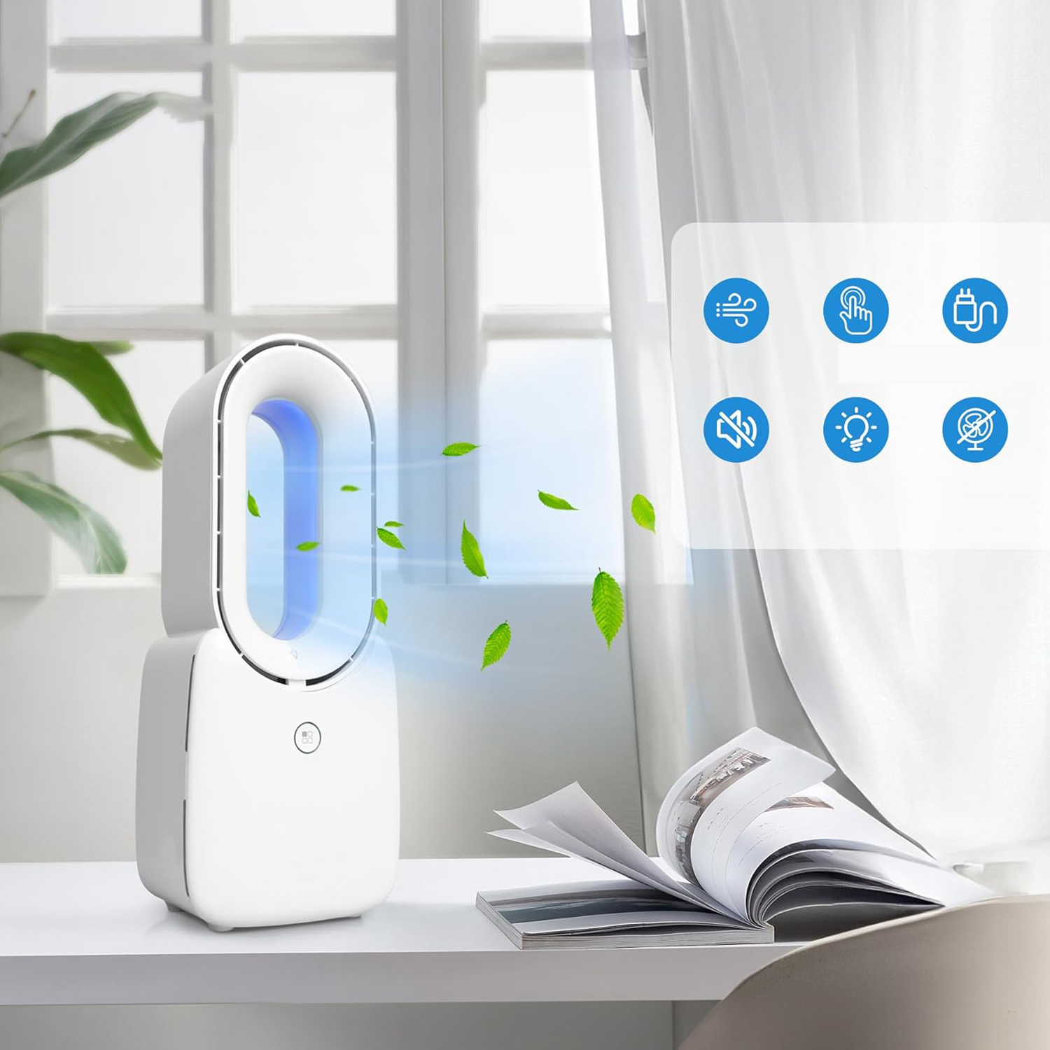 WENTYLATOR BIURKOWY DOTYKOWE CICHY MAŁY BEZŁOPATKOWY WIATRAK 2500MAH BIAŁY Kod producenta 6HG1326WH1