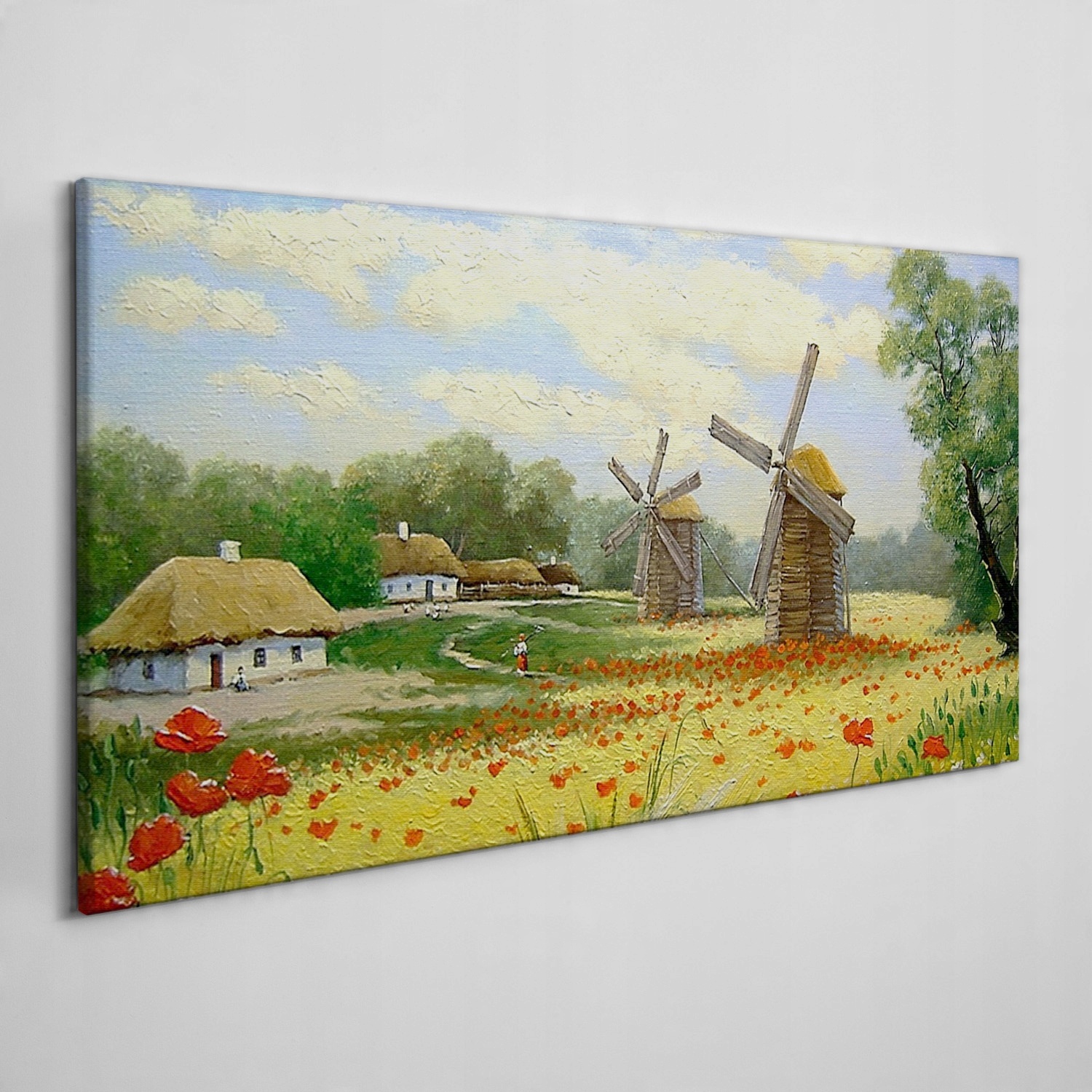 

Obraz na płótnie Wieś chmury kwiaty maki 140x70 cm