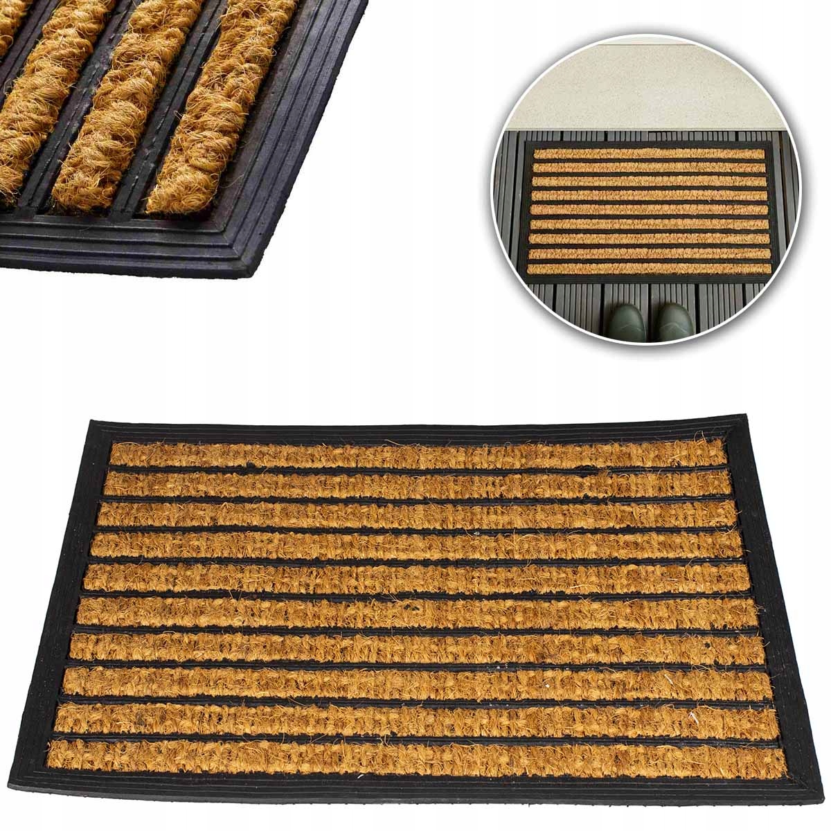 

Wycieraczka gumowa, kokos pod drzwi 60 x 40 cm