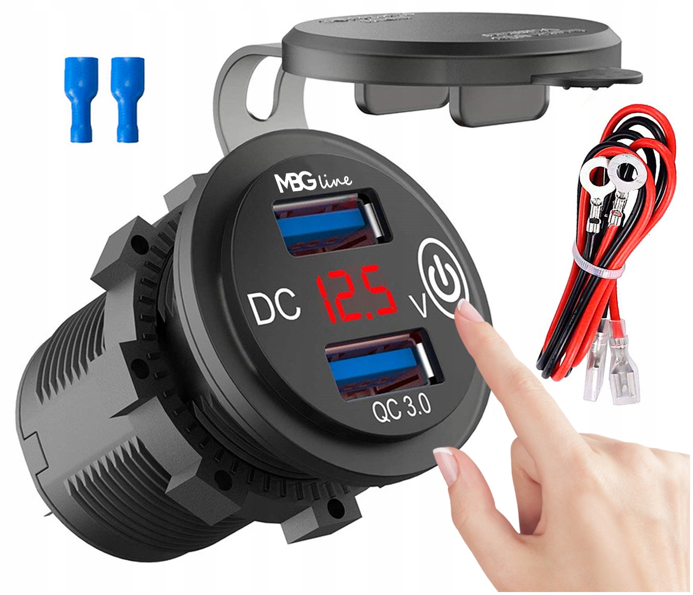 

Ładowarka Motocykl 2xUSB QC3.0 Woltomierz Przycisk