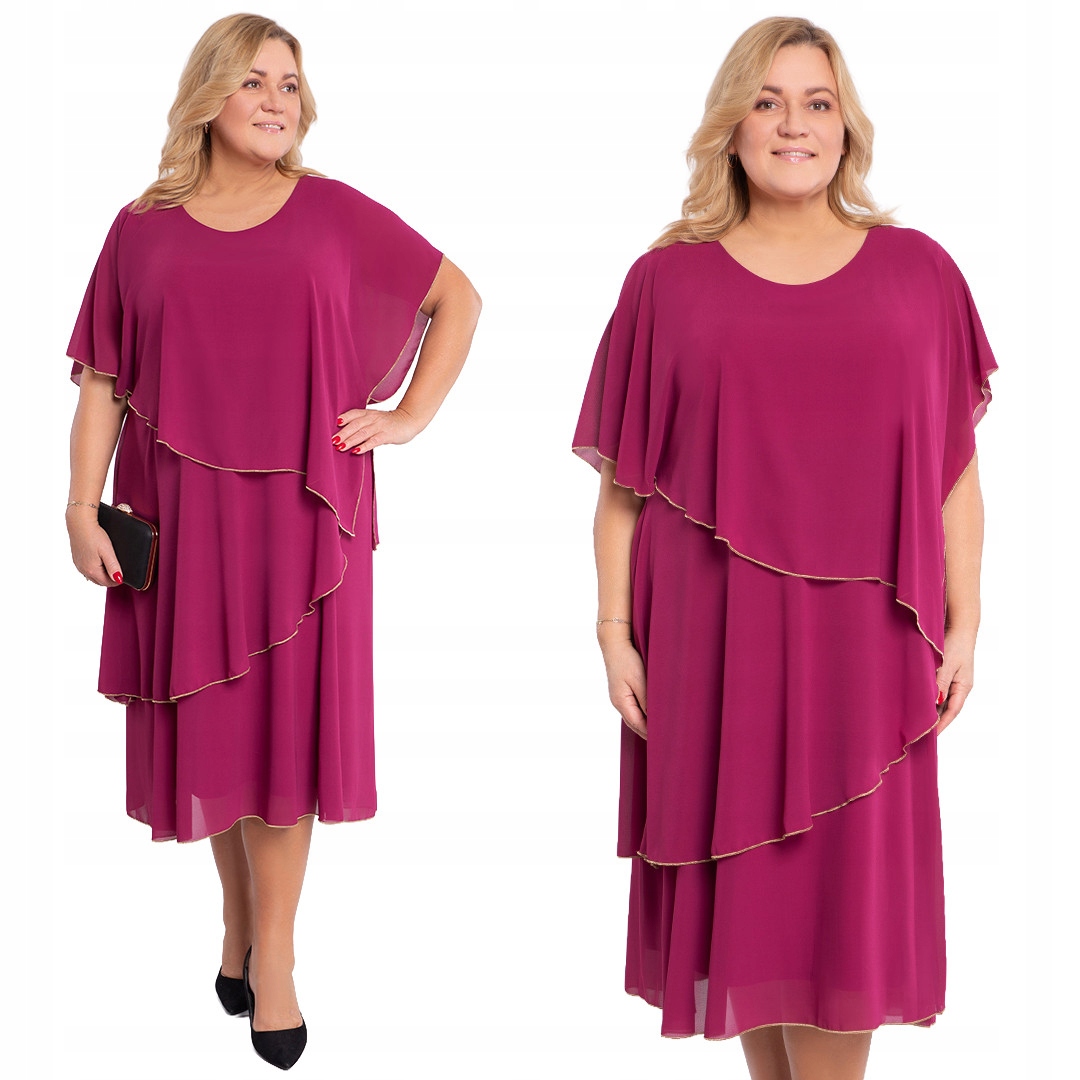 Růžová šaty se zlatým lemováním 48