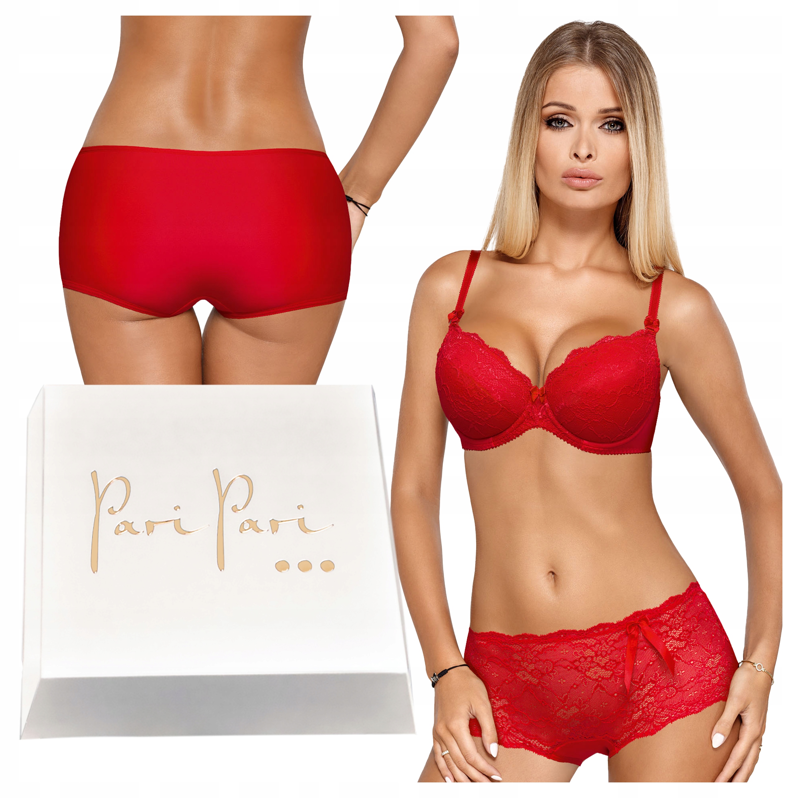 Komplet dámského spodního prádla Krajková podprsenka Boxerky Valentýn 85B+XL