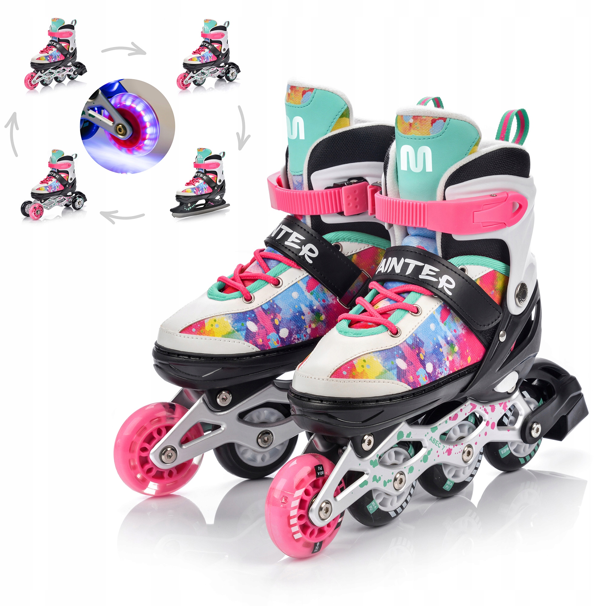 Kolečkové Brusle 4v1 Meteor Painter S 30-33 kombinované brusle: kolečkové, na led, inline Led kola