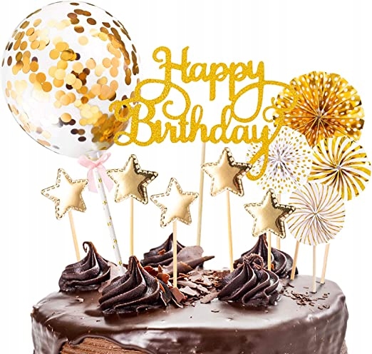 

Topper Na Tor Złoty Happy Birthday