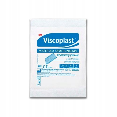 VISCOPLAST Kompres gaza jałowa 7,5 x 7,5 cm - 3 sztuki