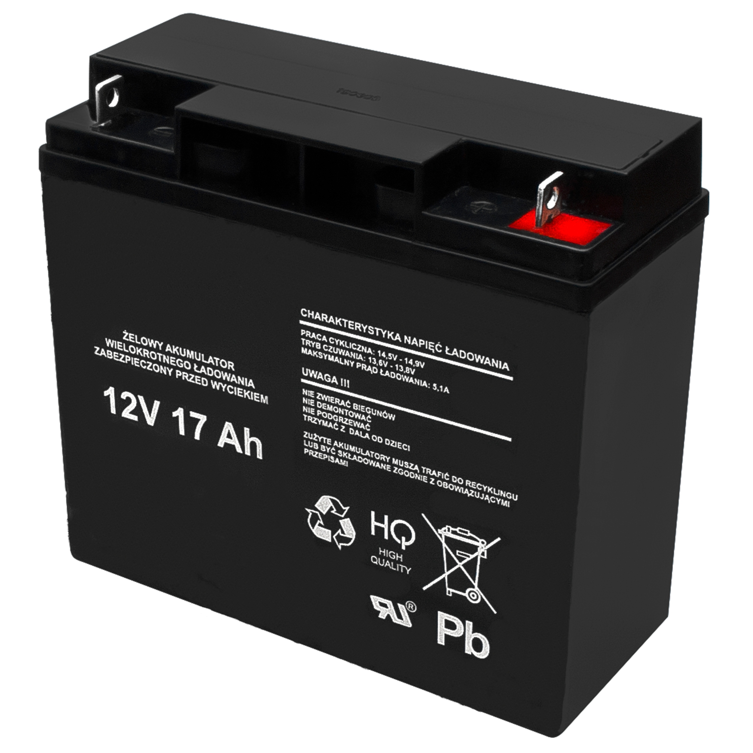 AKUMULATOR ŻELOWY BEZOBSŁUGOWY 12V 17Ah (WYM. 12Ah/20Ah) UPS