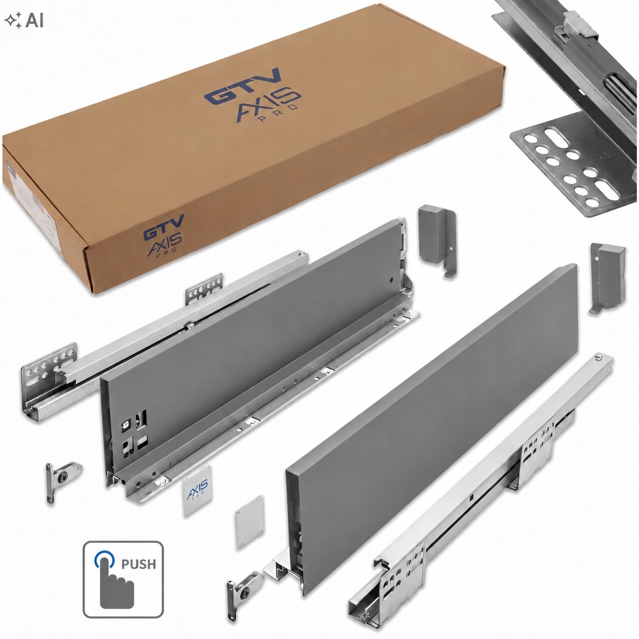 Šuplík Gtv Axis Pro Push To Open P2O 500 MM Střední H116 Antracit
