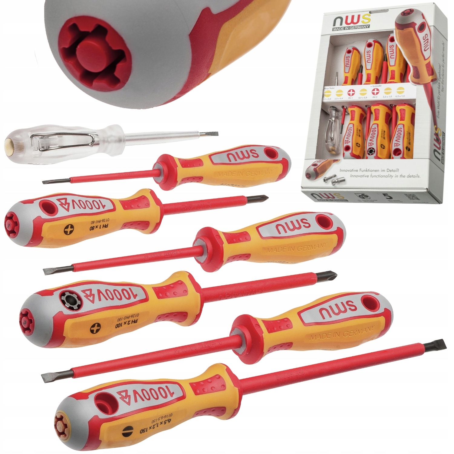 Nws Zestaw śrubokrętów 1000V Vde 6 sztuk tester próbnik napięcia NW096-8