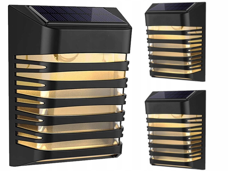 3x Solární Led nástěnné svítidlo Zahradní lampa na domek Altán Snímač soumraku